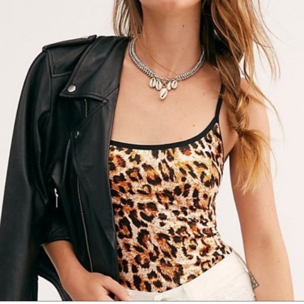 NWOT Free People leopard print bodysuit size large